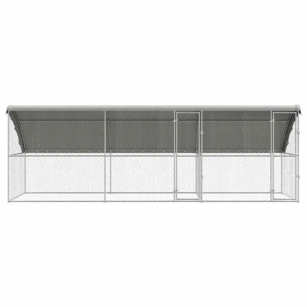 Dog Kennel Silver 6 x 2 x 2 m Outdoor Pet Run Enclosure Galvanised Steel