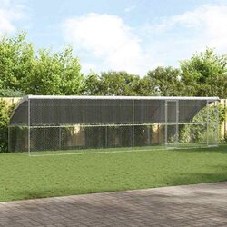 Dog Kennel 4 pcs Silver 8 x 2 x 2 m Outdoor Pet Run Enclosure Galvanised Steel
