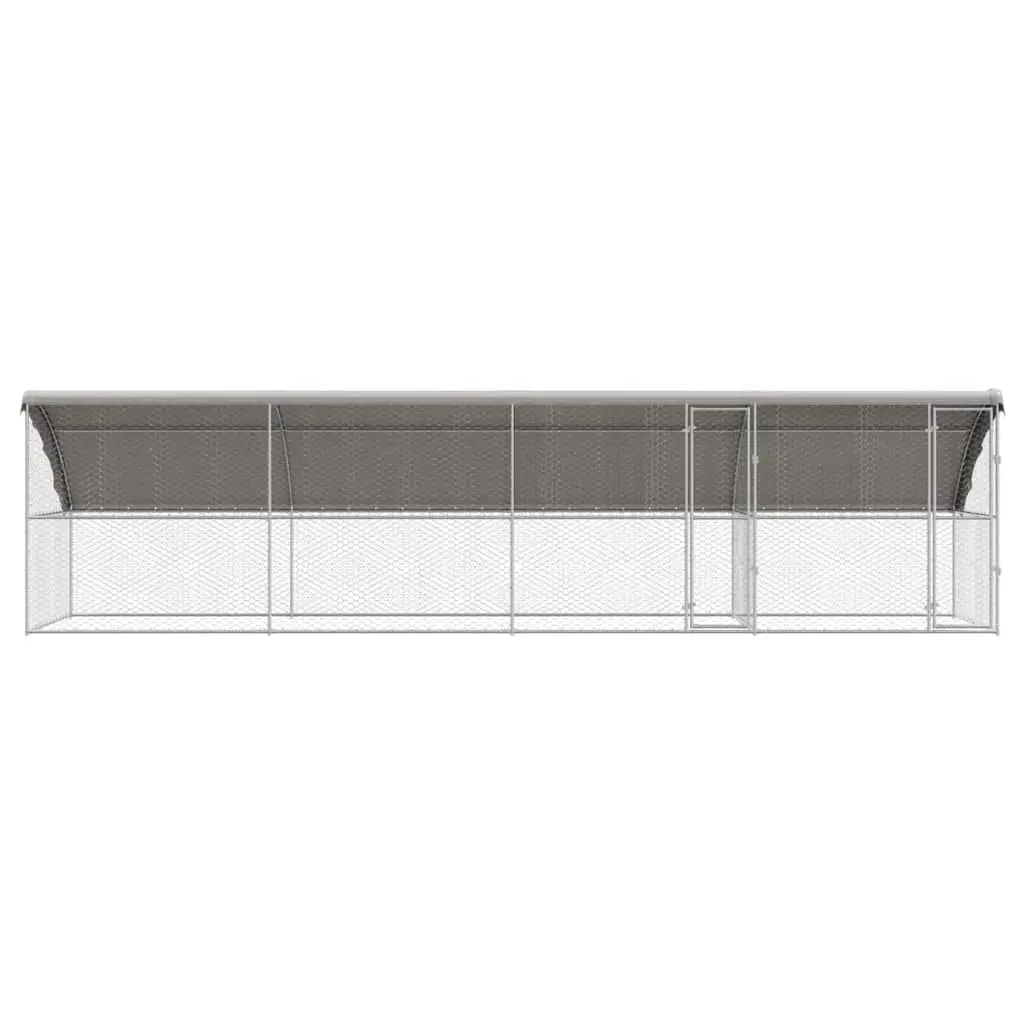Dog Kennel Silver 8 x 2 x 2 m Outdoor Pet Run Enclosure Galvanised Steel 4 Piece