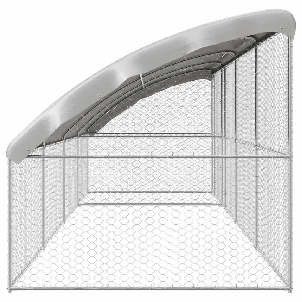 Dog Kennel Silver 8 x 2 x 2 m Outdoor Pet Run Enclosure Galvanised Steel 4 Piece