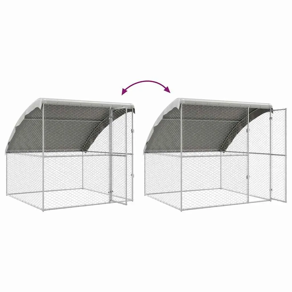 Dog Kennel Silver 8 x 2 x 2 m Outdoor Pet Run Enclosure Galvanised Steel 4 Piece