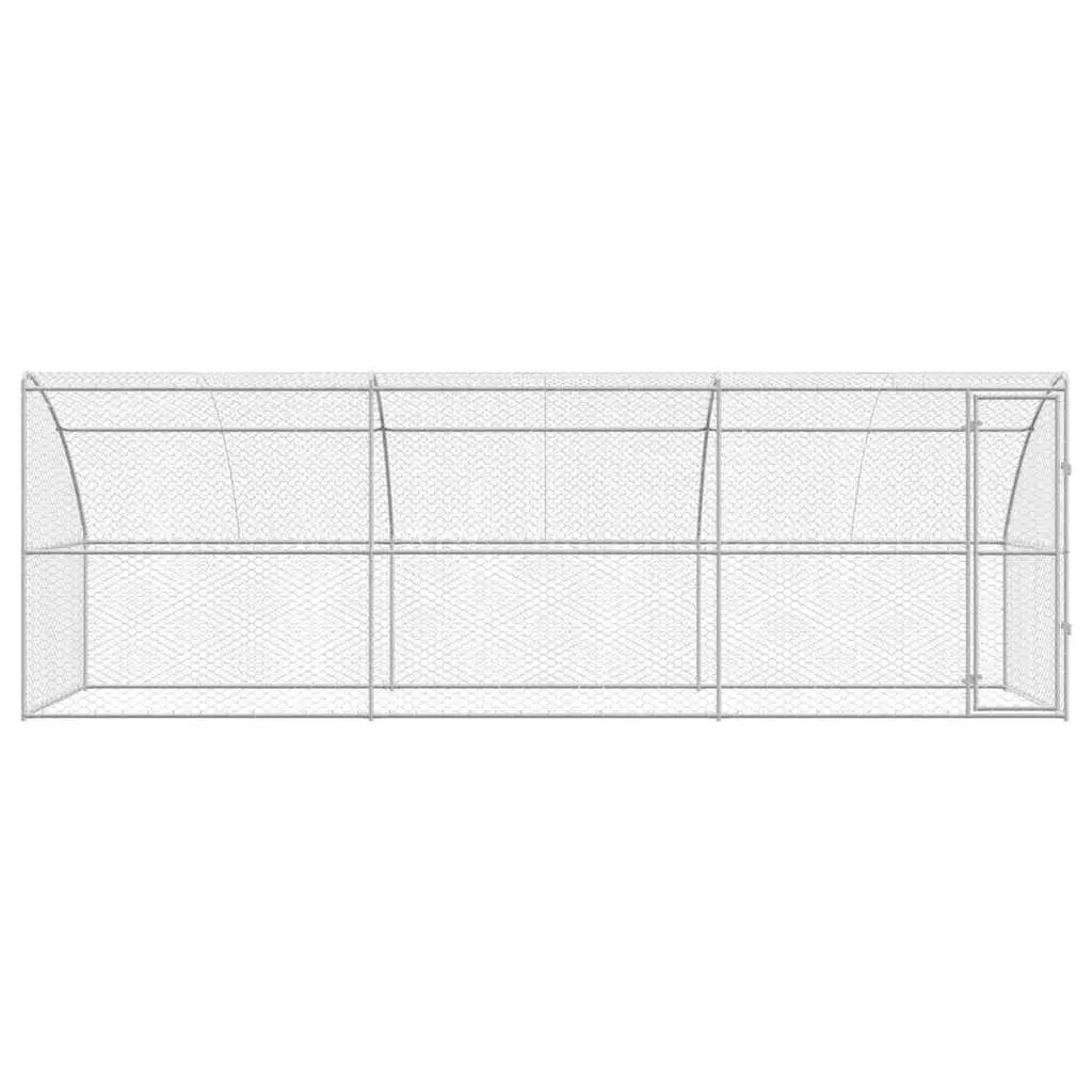 Dog Kennel Silver 6 x 2 x 2m Outdoor Pet Run Enclosure Lockable Door Mesh 3 Piece