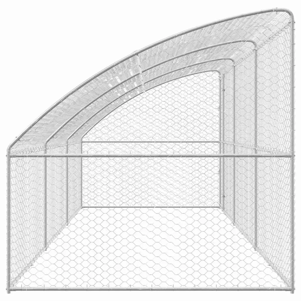 Dog Kennel Silver 6 x 2 x 2m Outdoor Pet Run Enclosure Lockable Door Mesh 3 Piece