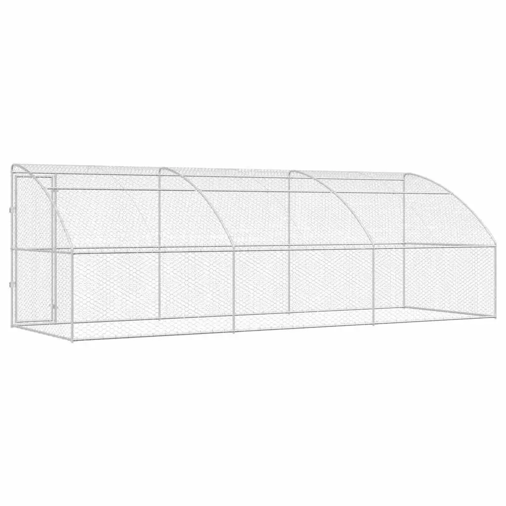 Dog Kennel Silver 6 x 2 x 2m Outdoor Pet Run Enclosure Lockable Door Mesh 3 Piece
