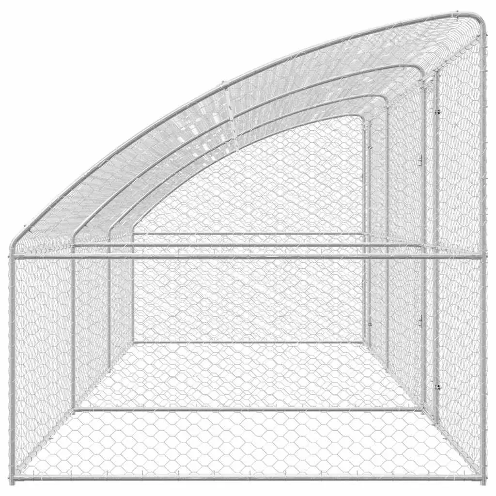 Dog Kennel Silver 6 x 2 x 2 m Outdoor Pet Run Enclosure Lockable Door Mesh Roof
