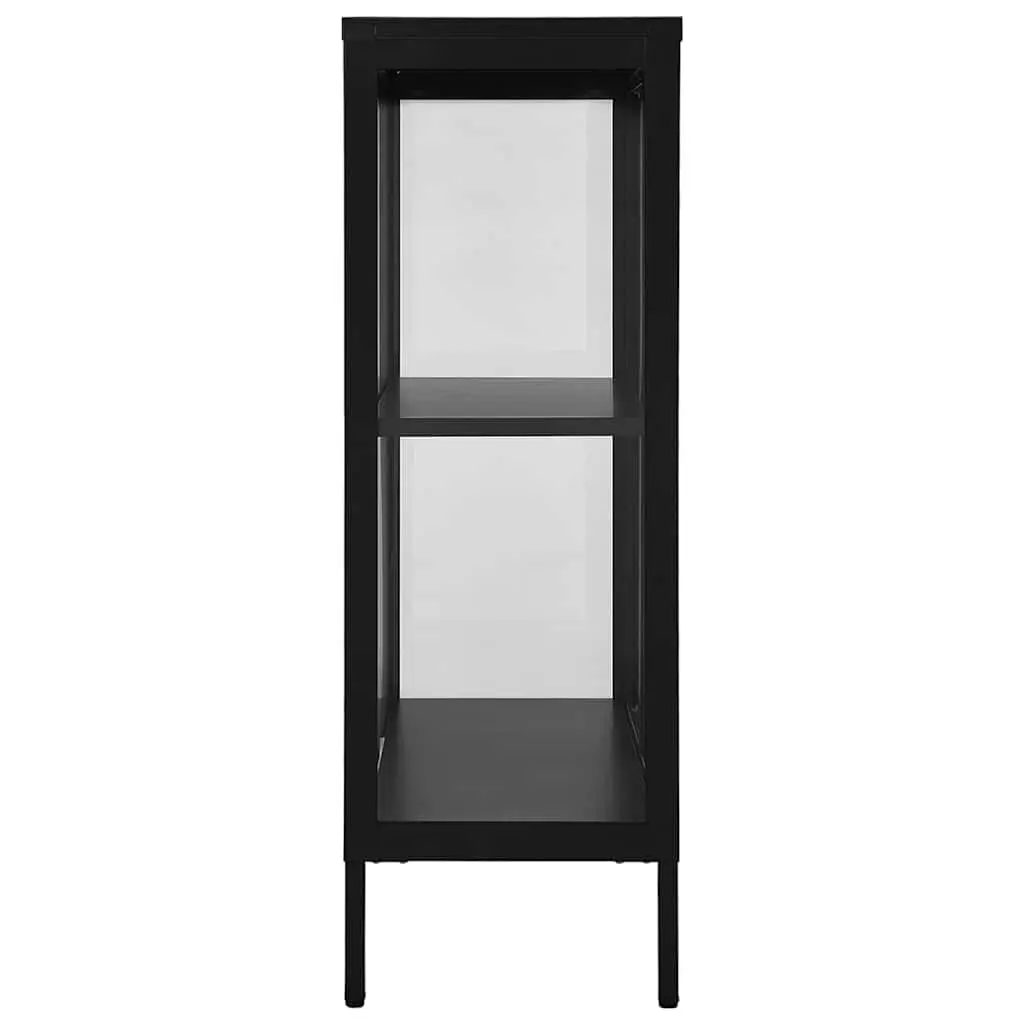 Sideboard Black Steel Glass Door Adjustable Shelving Unit Home Furniture