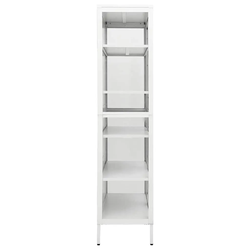 Display Cabinet White 90cm x 40cm x 180cm Tempered Glass Adjustable Shelves Steel Frame
