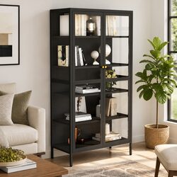 Compact Anthracite Display Cabinet with Adjustable Features