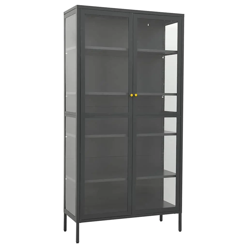 Display Cabinet Anthracite 90W x 40D x 180H cm Adjustable Shelves Home Furniture