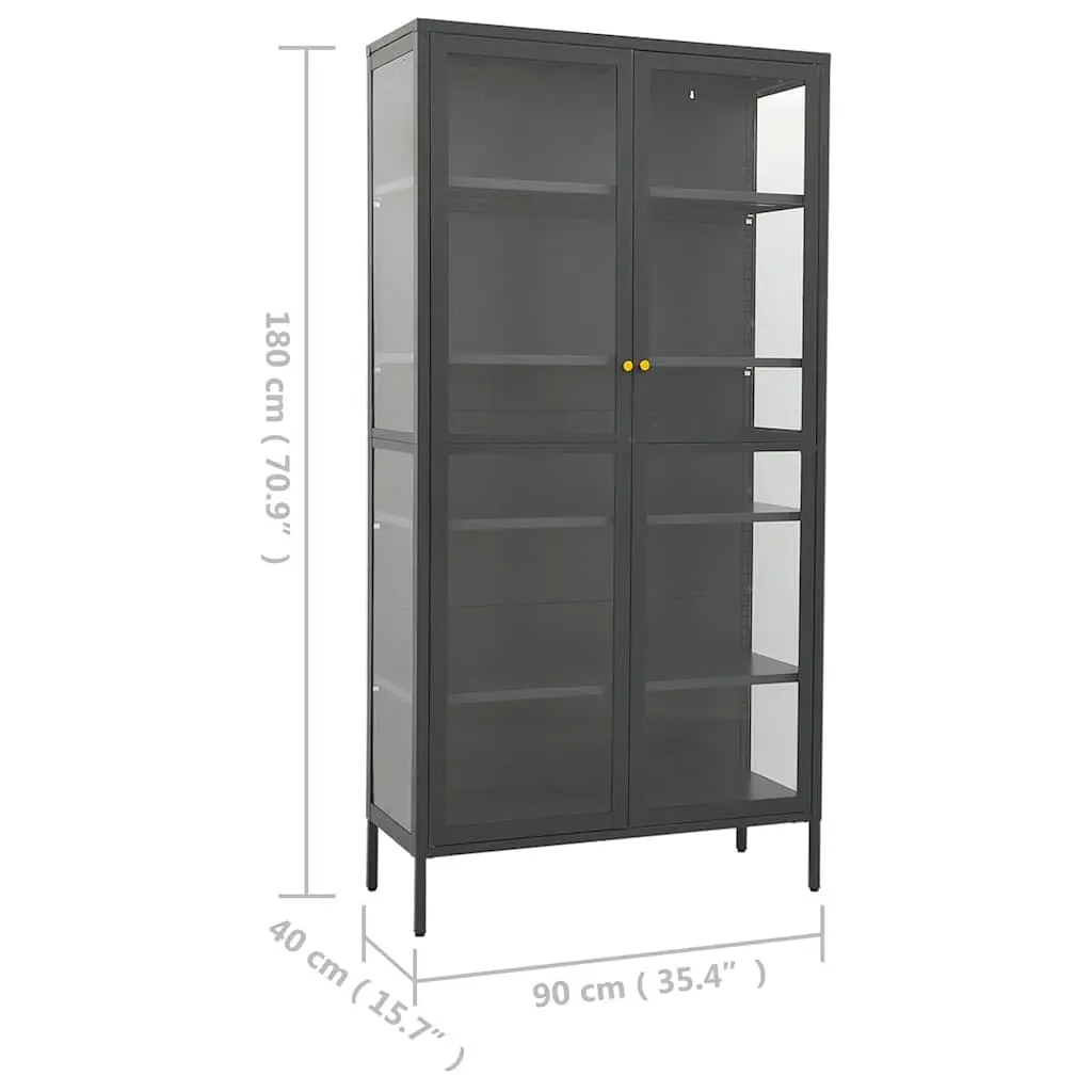 Display Cabinet Anthracite 90W x 40D x 180H cm Adjustable Shelves Home Furniture