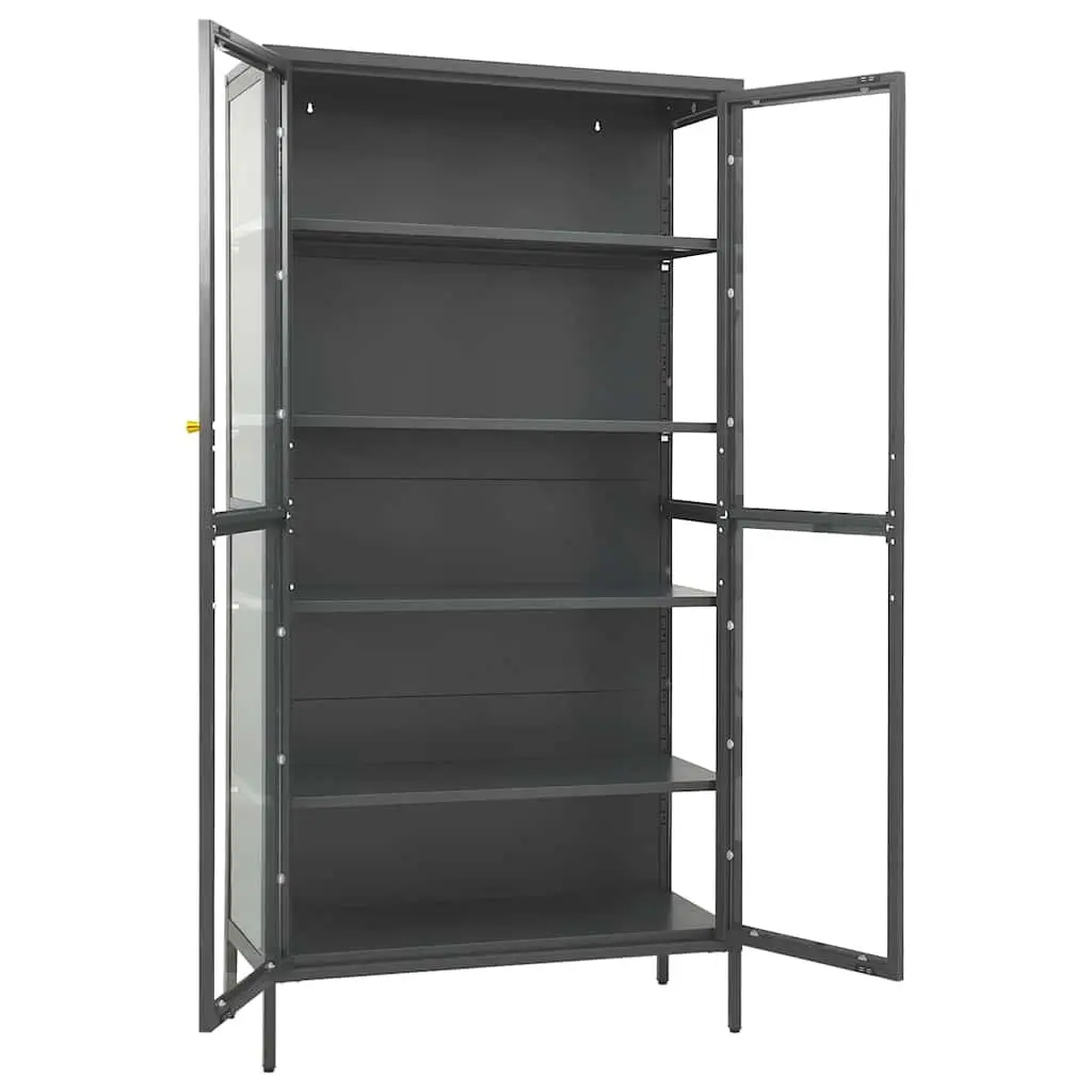 Display Cabinet Anthracite 90W x 40D x 180H cm Adjustable Shelves Home Furniture