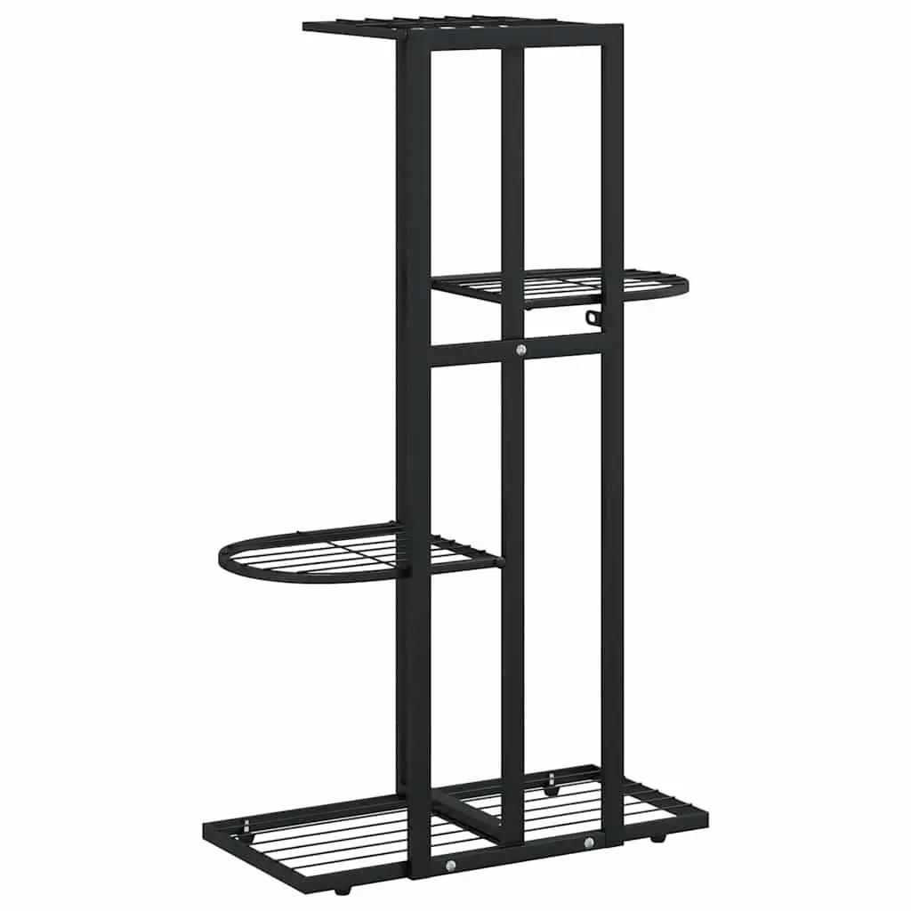 Metal Plant Stand Black 4-Tier Display Rack for Home and Garden