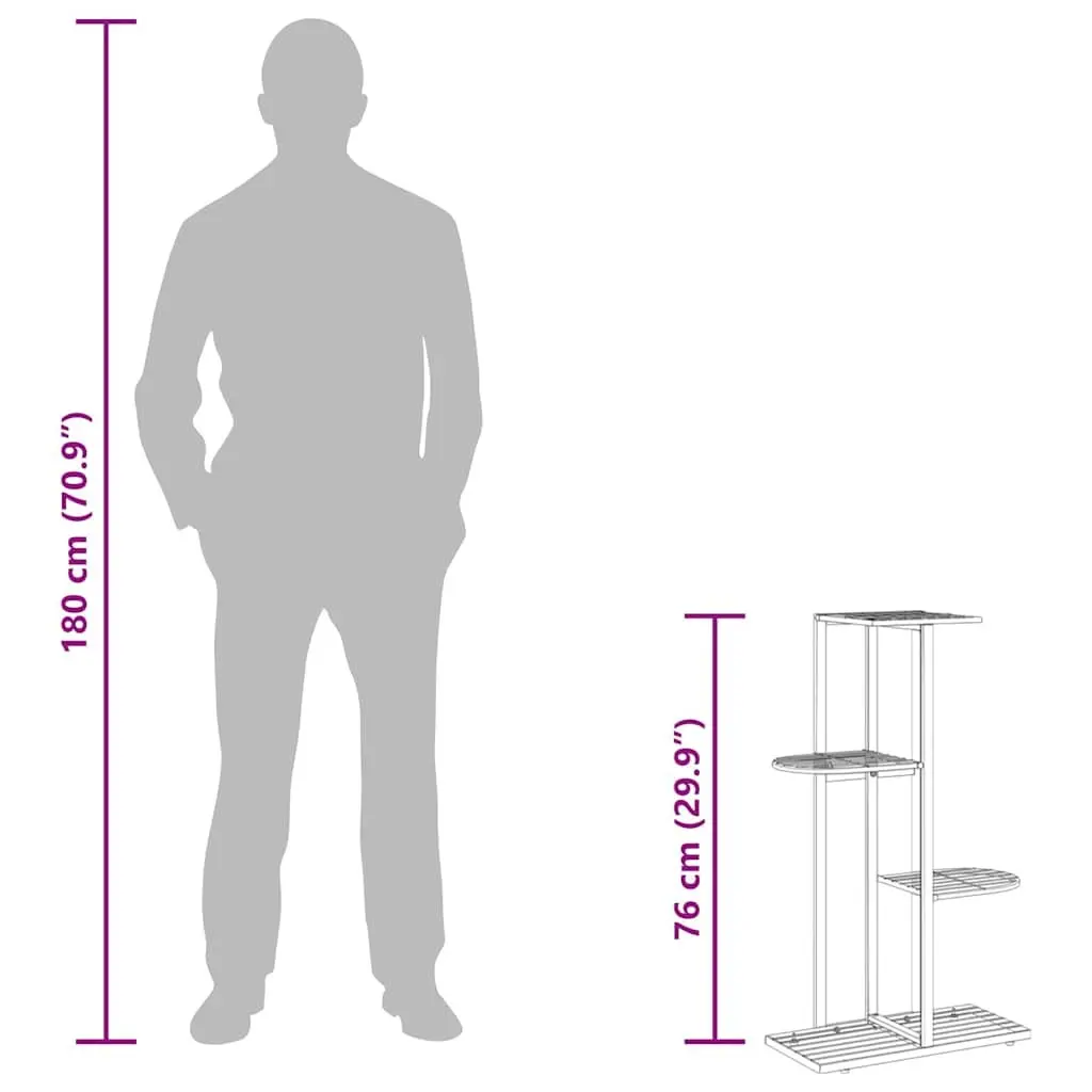 Metal Plant Stand Black 4-Tier Display Rack for Home and Garden