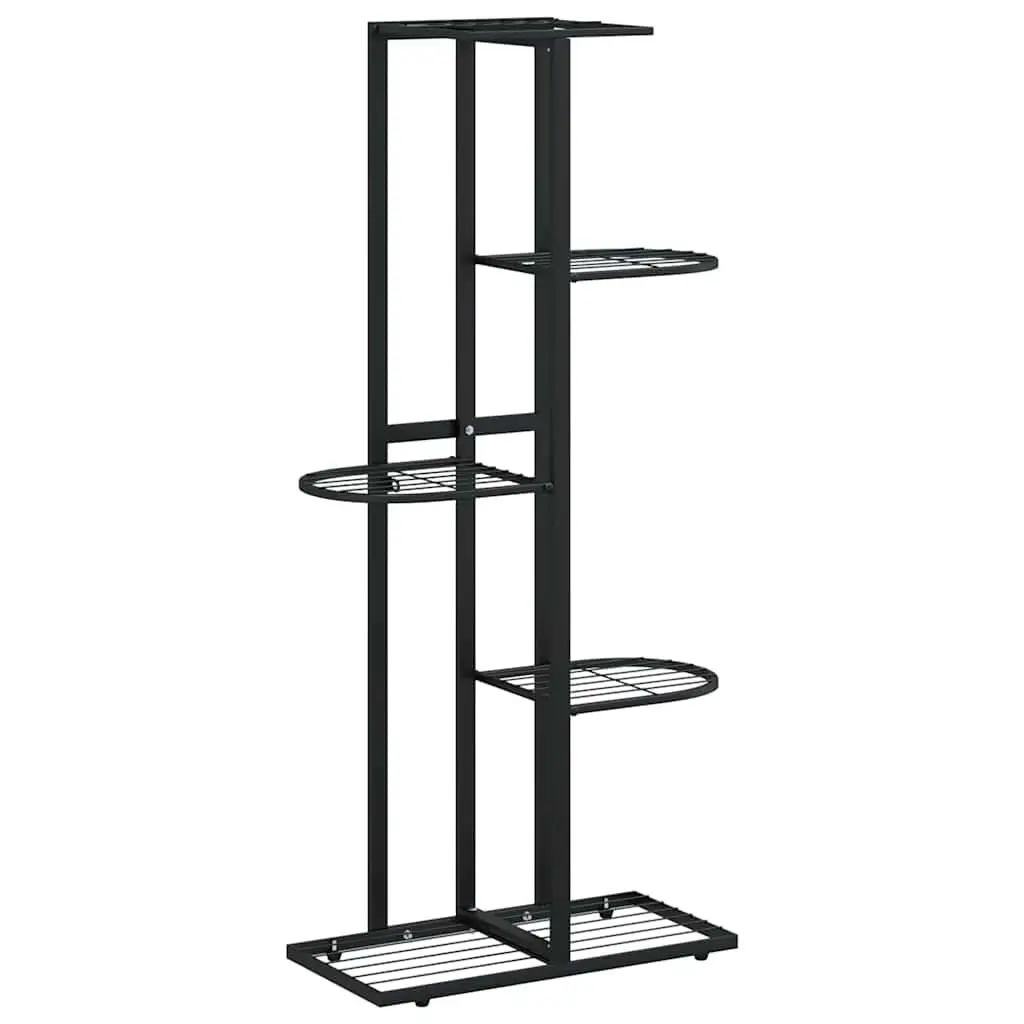 5-Tier Metal Plant Stand Black 43x22x98cm Sturdy Construction