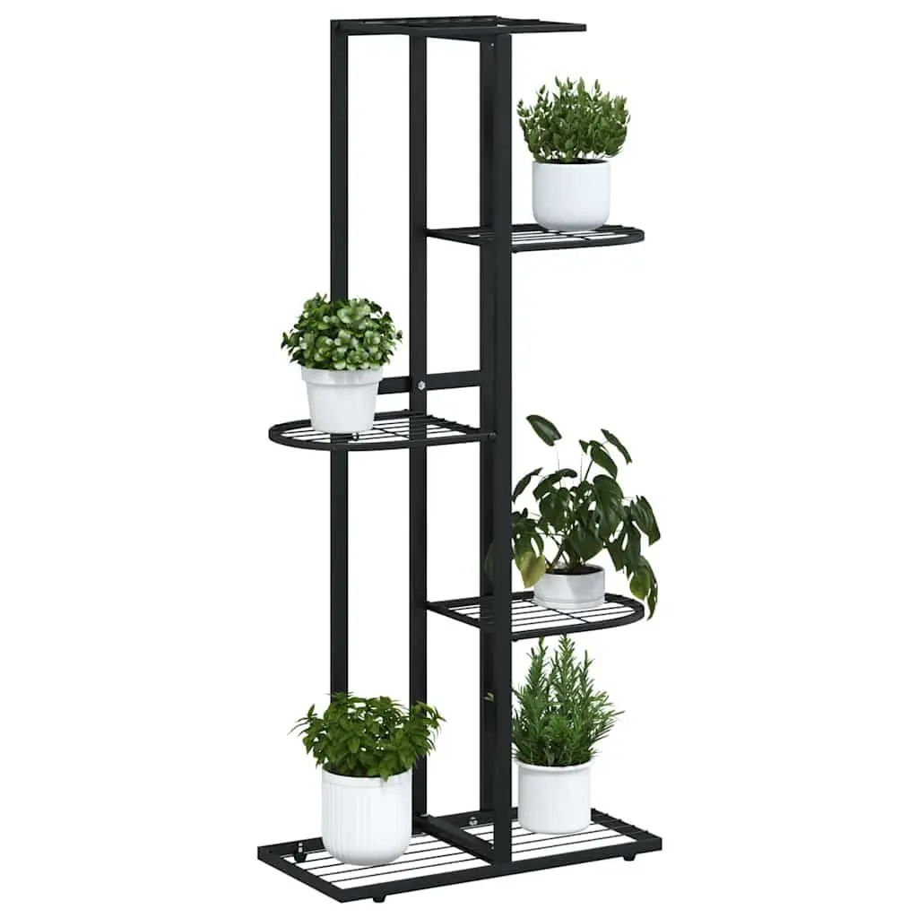 5-Tier Metal Plant Stand Black 43x22x98cm Sturdy Construction