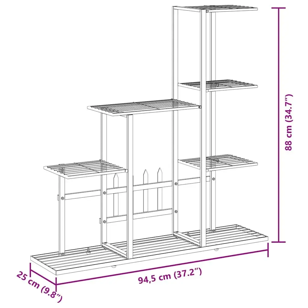 Metal Plant Stand White 94.5x25x88cm Sturdy Display Rack for Home and Garden Decor