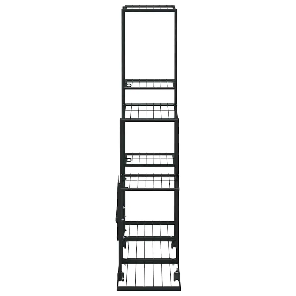 Plant Stand Black Metal 94.5x25x92.5cm with Wheels for Easy Mobility