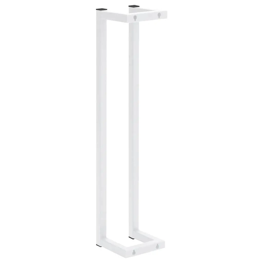 Towel Rack White Wall-Mounted Steel Frame Bathroom Storage Holder