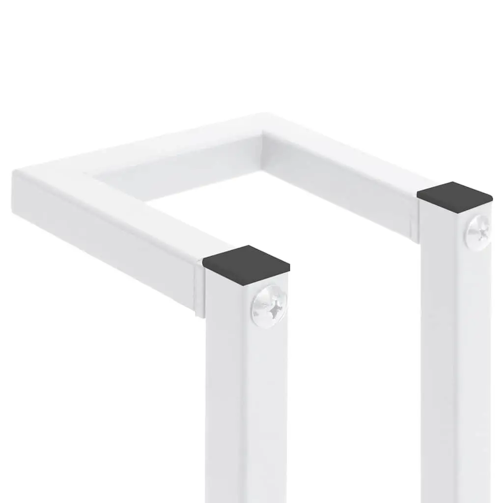 Towel Rack White Wall-Mounted Steel Frame Bathroom Storage Holder