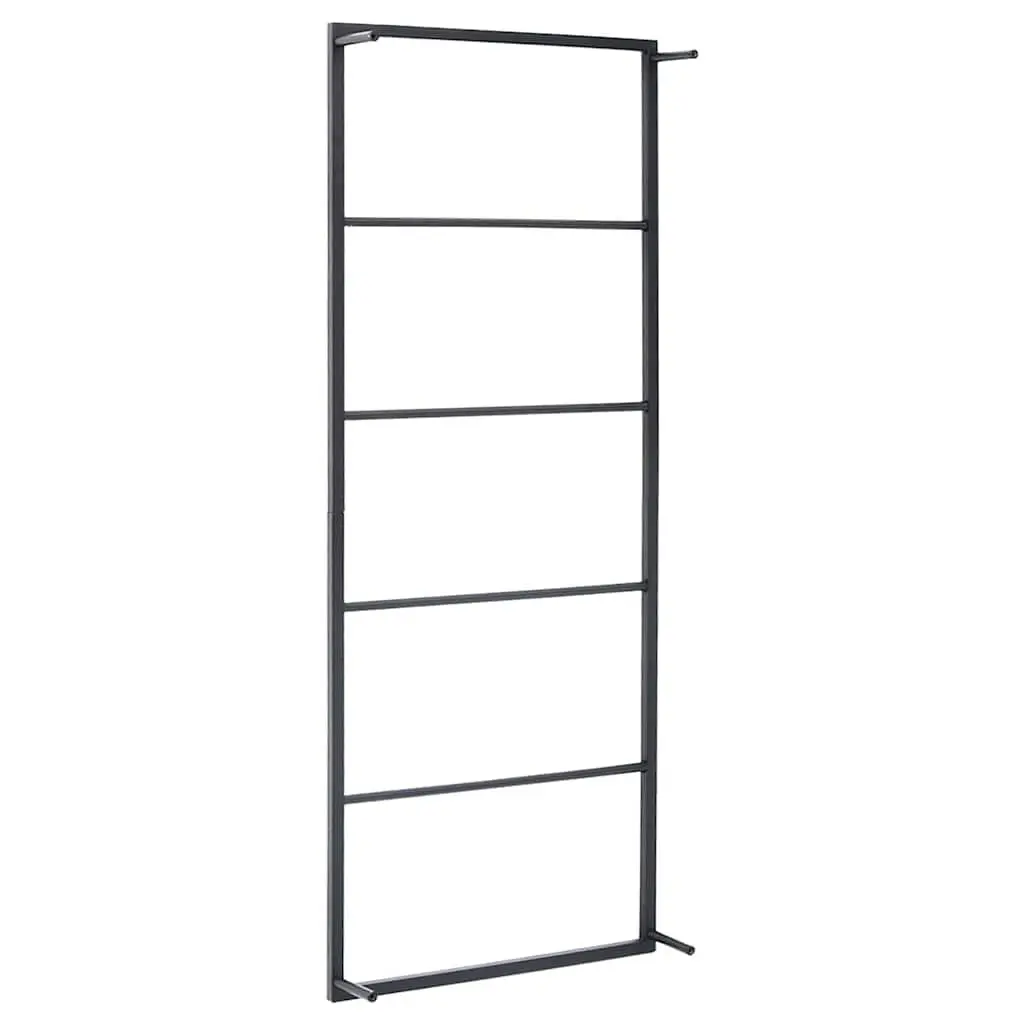 Towel Rack Black Steel Wall Mount Bathroom Storage Organizer