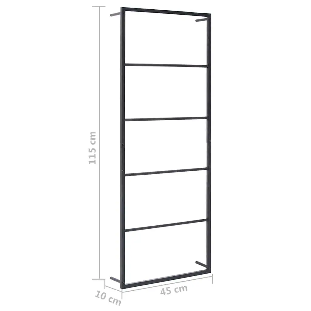 Towel Rack Black Steel Wall Mount Bathroom Storage Organizer