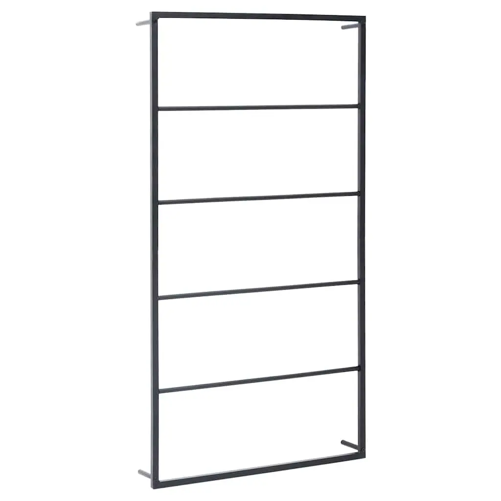 Wall Mounted Towel Rack Organizer Black Steel 60x10x116cm Durable Bathroom Storage