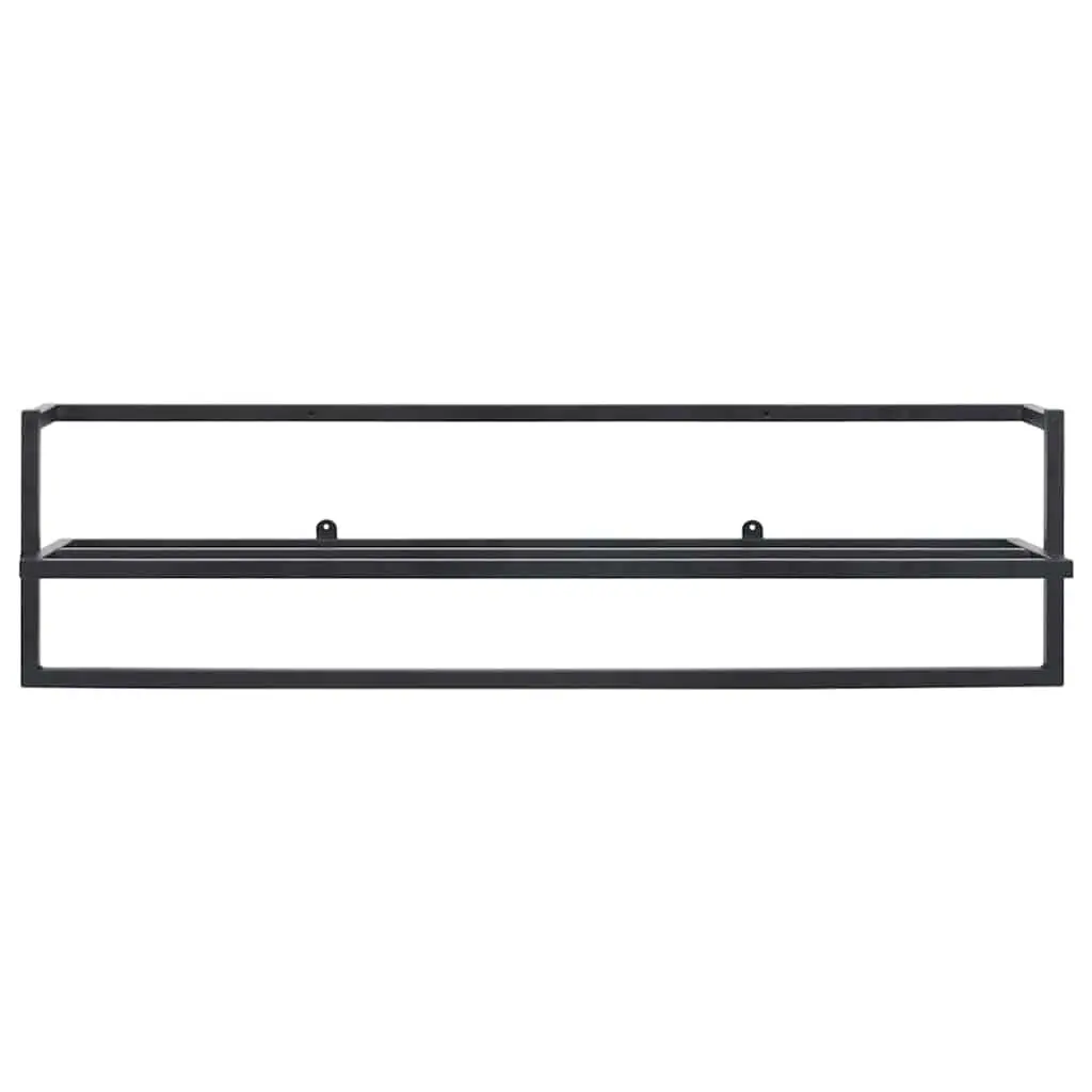 Towel Rack Black Iron Wall Mount Bathroom Shelf Storage Holder Organizer