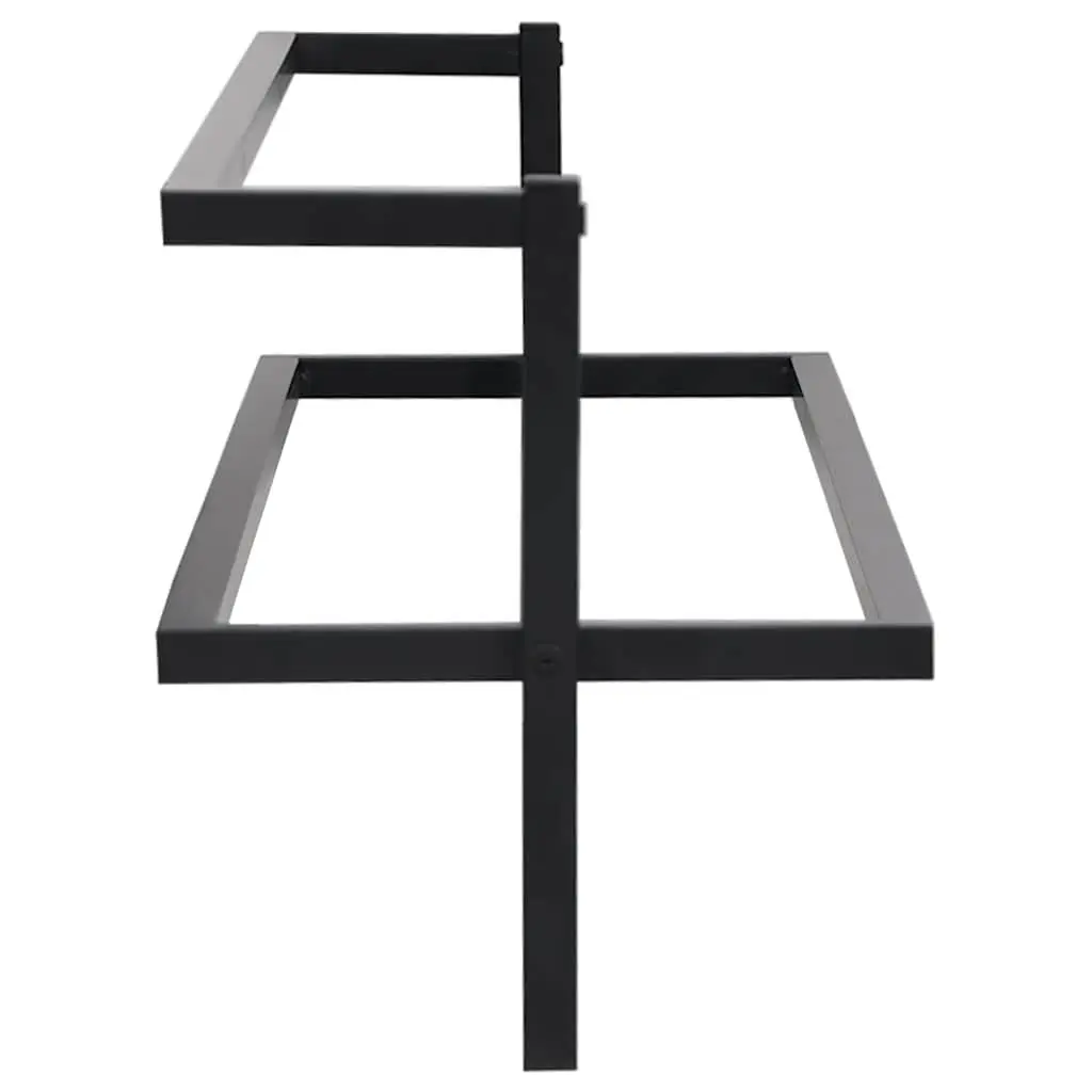 Towel Rack Black Iron Wall Mount Bathroom Shelf Storage Holder Organizer