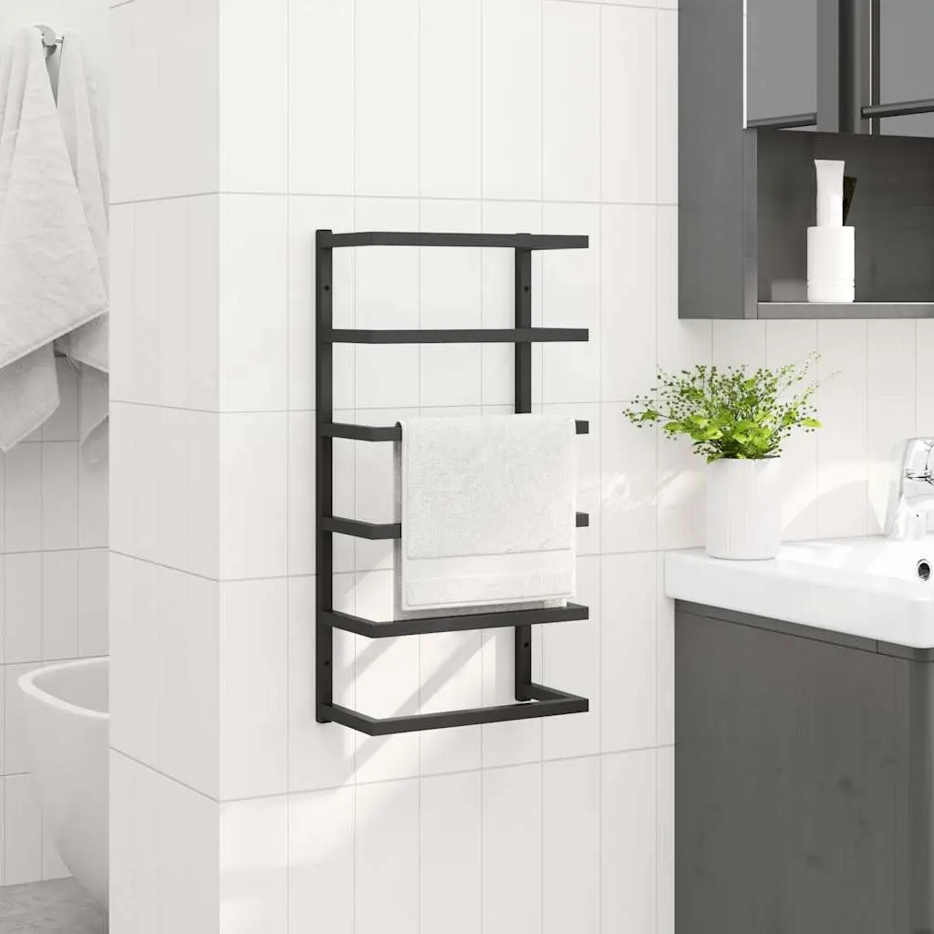Black Steel Wall Mounted Towel Rack Bathroom Holder Storage Organization