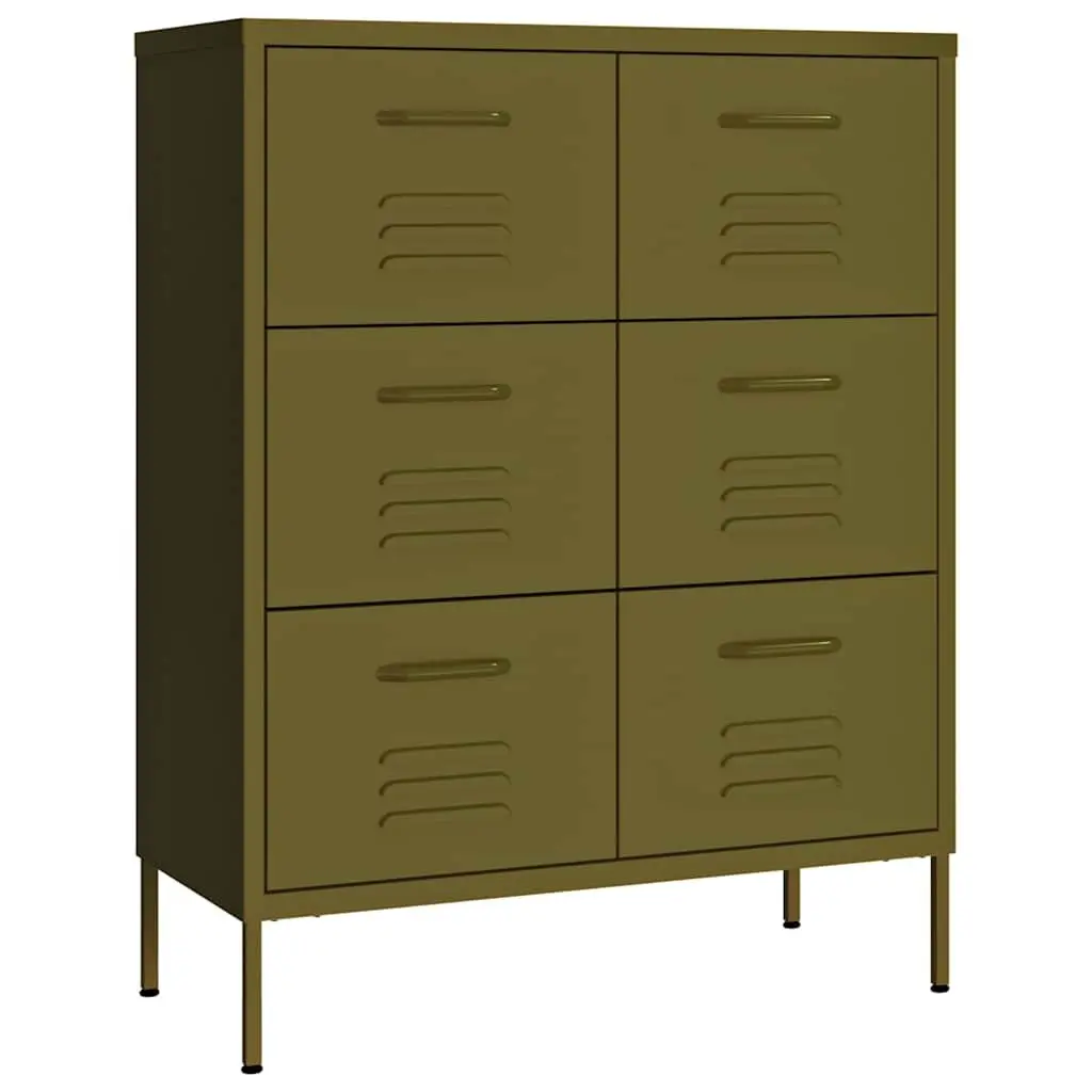 Storage Cabinet Green Steel 6 Drawer Chest Organiser Home Office Furniture