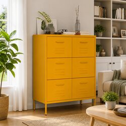 Yellow Drawer Cabinet with 6 Drawers