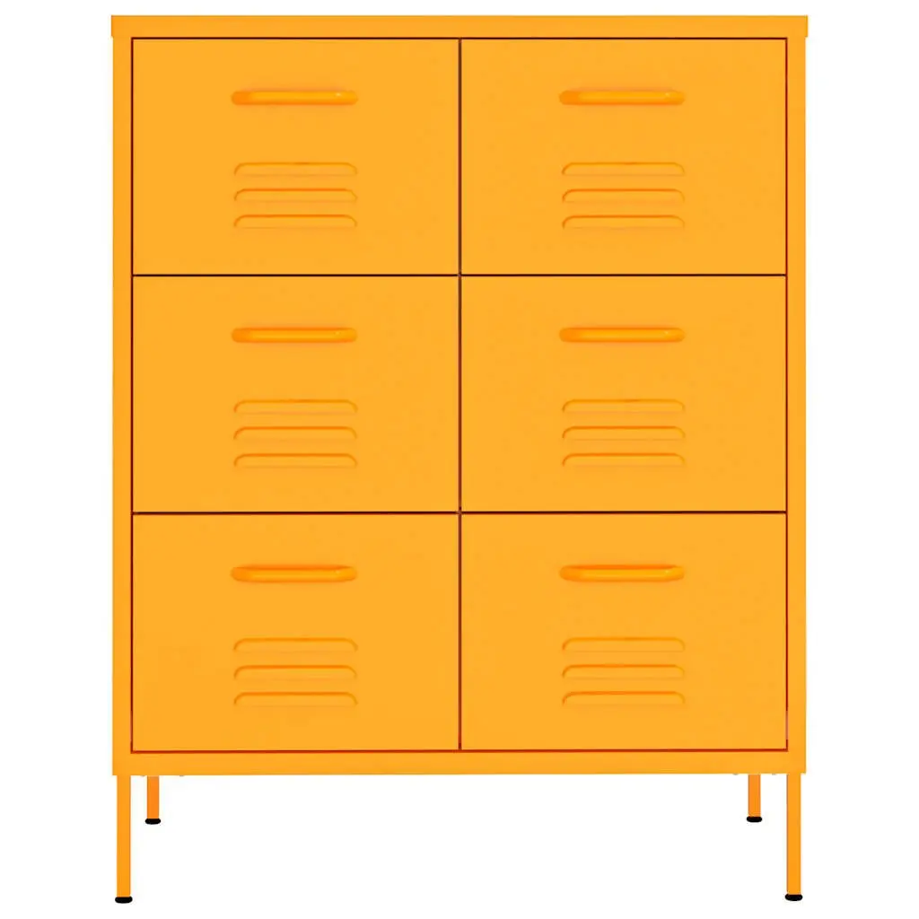 Drawer Cabinet Yellow 6 Drawers Steel Organiser