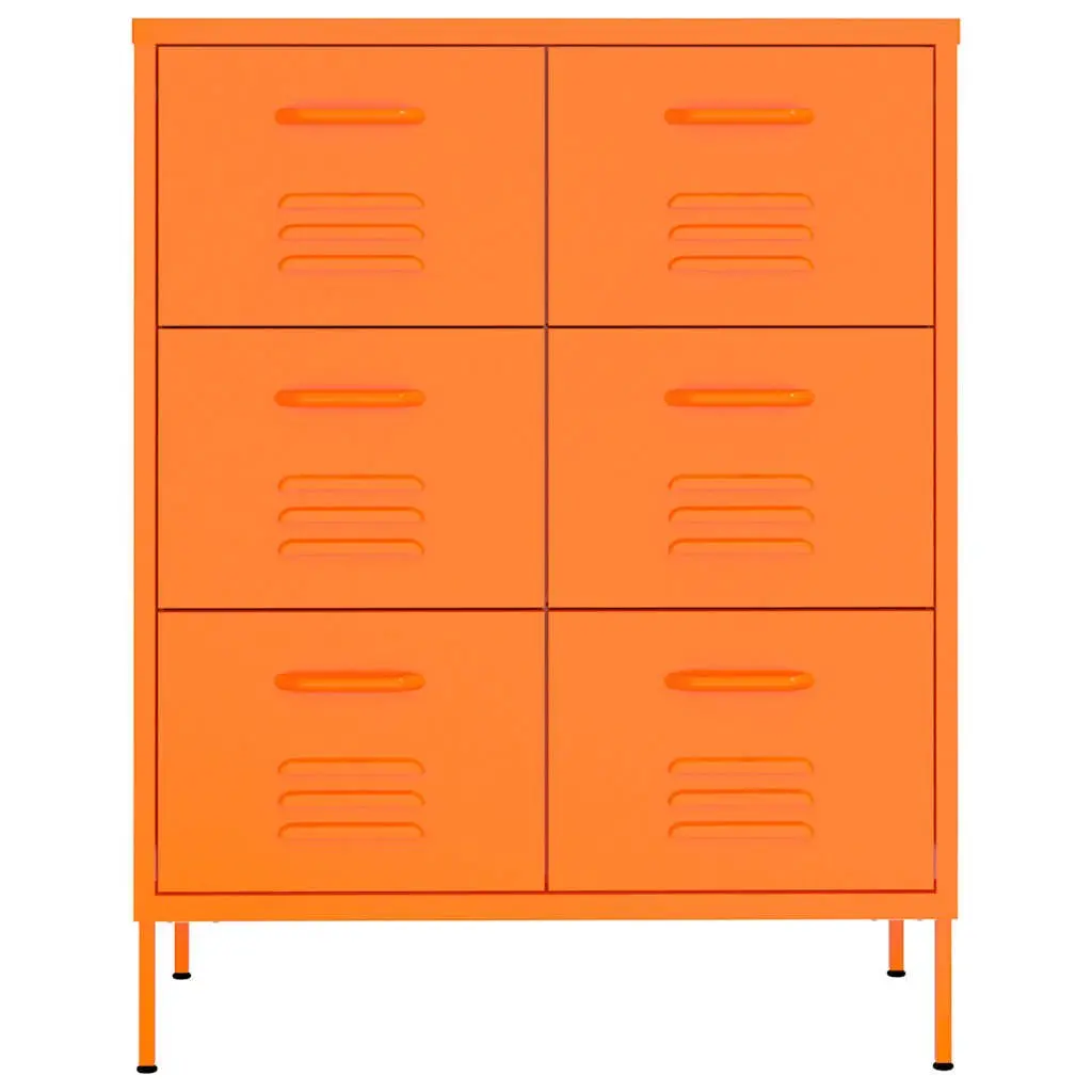 Storage Cabinet Orange Steel 6 Drawer Organizer Unit