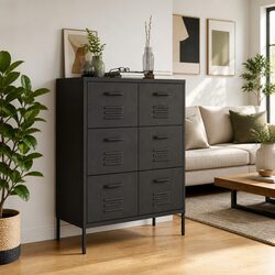 Compact Steel Drawer Cabinet 6 Drawers in Anthracite 80x35x101.5cm