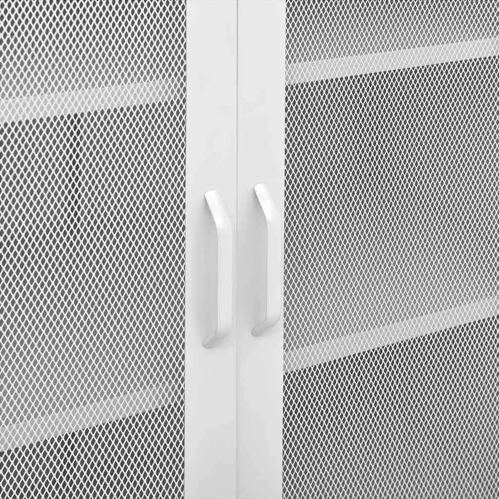 Steel Frame Storage Cabinet White 2 Mesh Doors Adjustable Shelves Home Organization 80cm Width 35cm Depth 1015cm Height