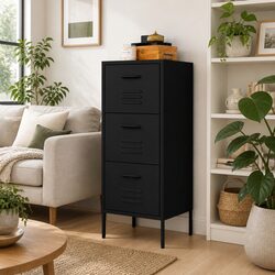 Versatile Black Storage Cabinet with Easy-Access Drawers