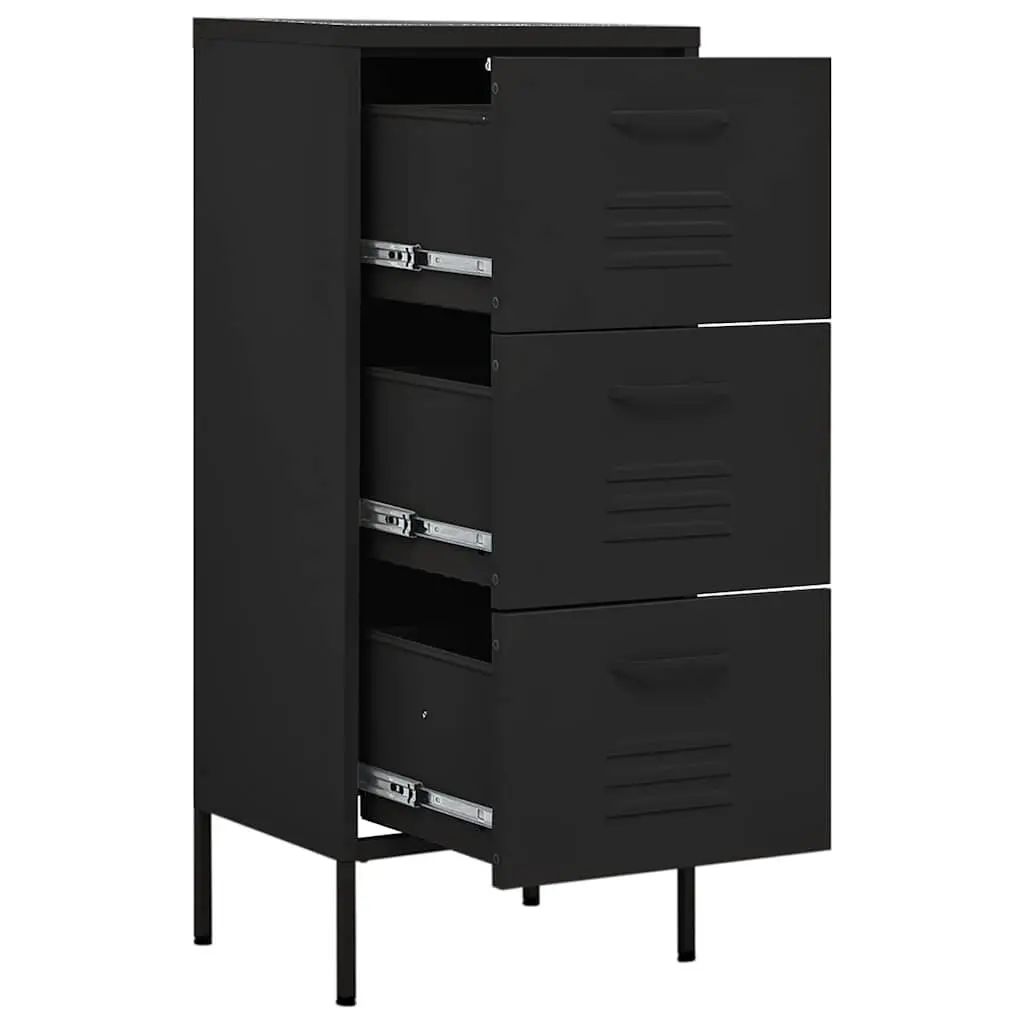 Storage Cabinet Black Drawers Steel Frame Organiser Unit Home Furniture Locker