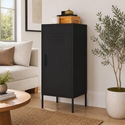 Compact and Sturdy Black Steel Storage Cabinet