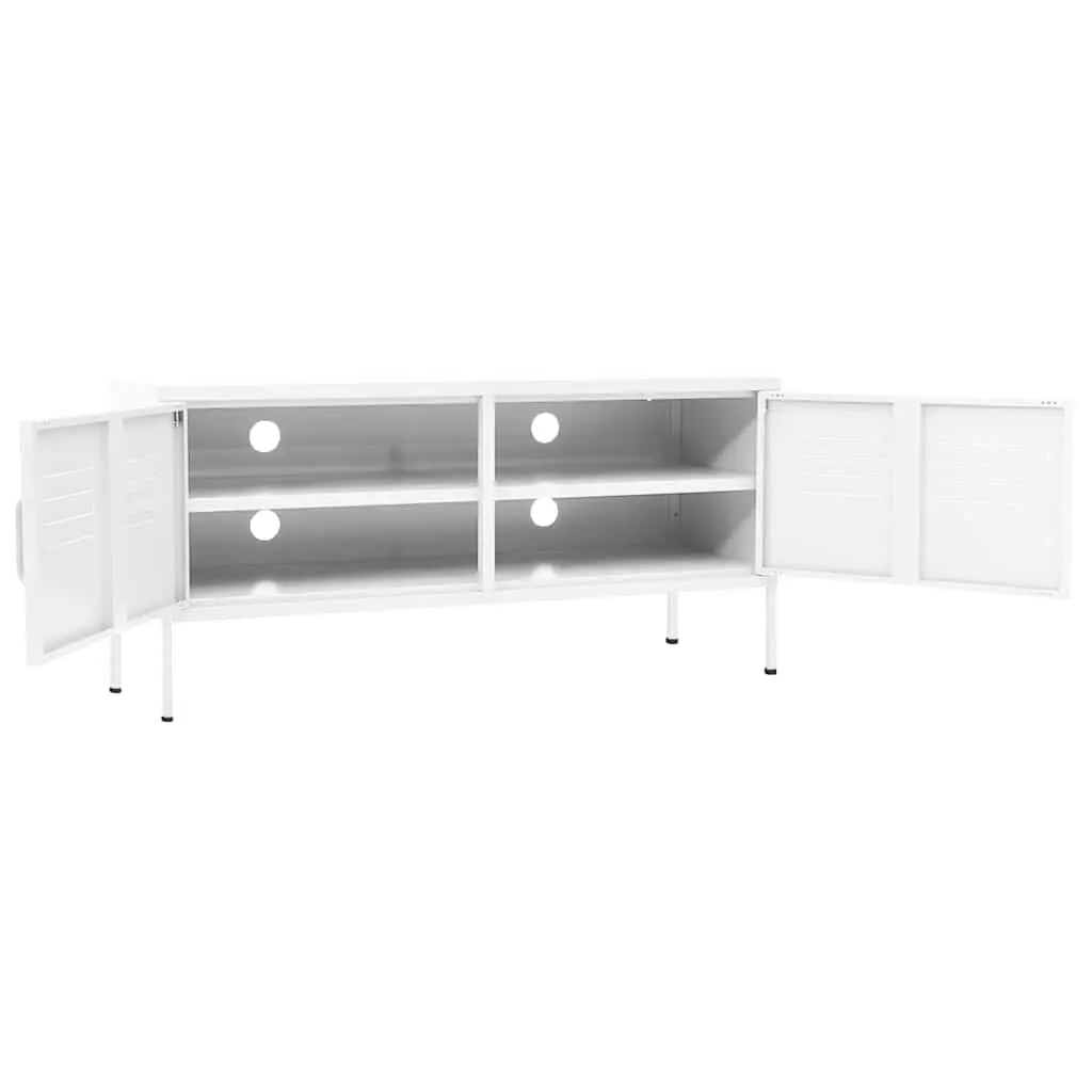 TV Cabinet White Living Room Storage Unit With Doors Shelf Media Console Stand