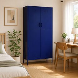 Compact Blue Steel Wardrobe Cabinet for Efficient Storage
