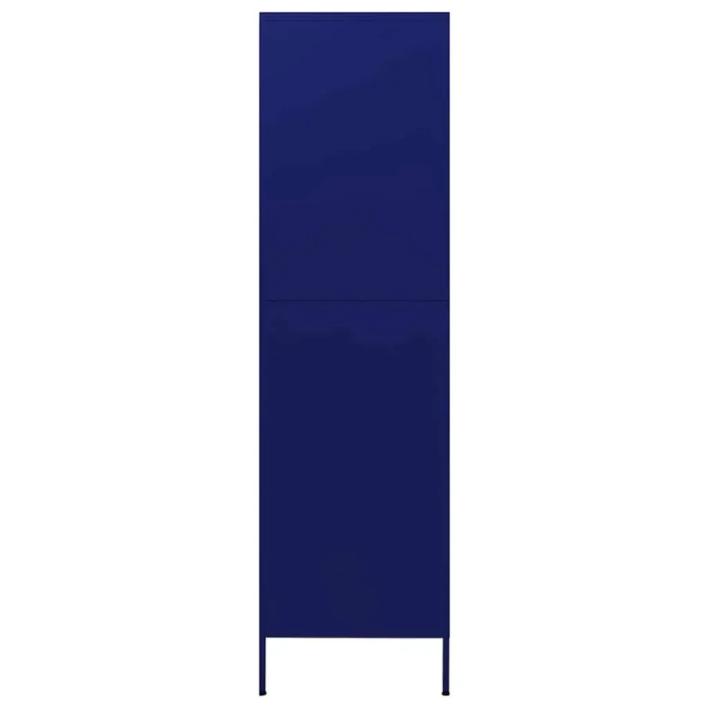 Wardrobe Cabinet Blue Steel 4 Shelves Hanging Rod Organiser