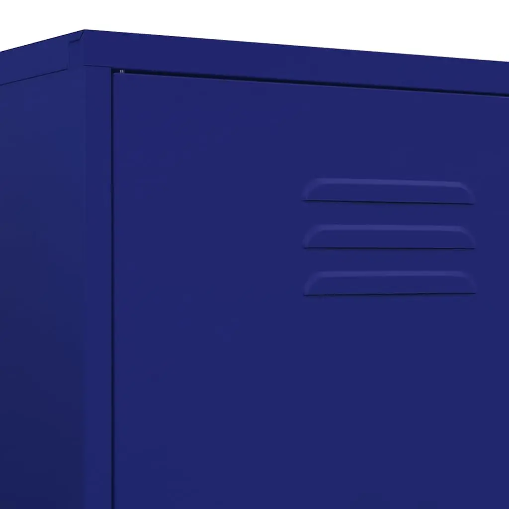 Wardrobe Cabinet Blue Steel 4 Shelves Hanging Rod Organiser