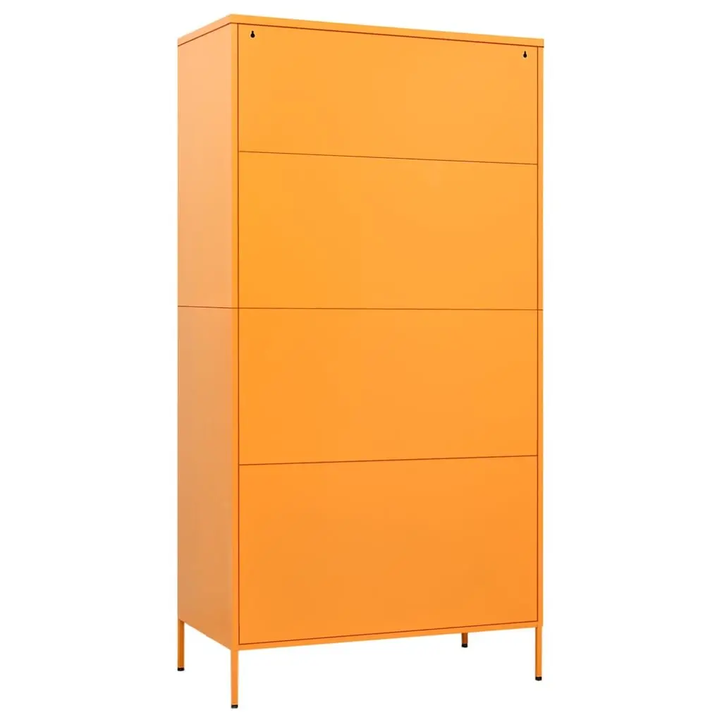 Steel Wardrobe Cabinet Yellow 90x50x180cm Adjustable Shelves Hanging Rod