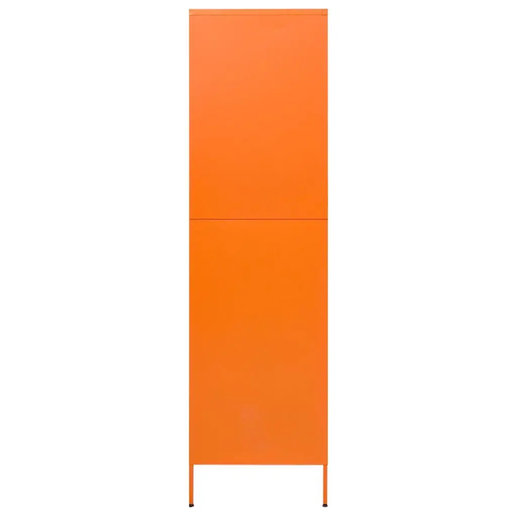 Steel Wardrobe Cabinet Orange 90W x 50D x 180H cm with Hanging Rod and 4 Adjustable Shelves
