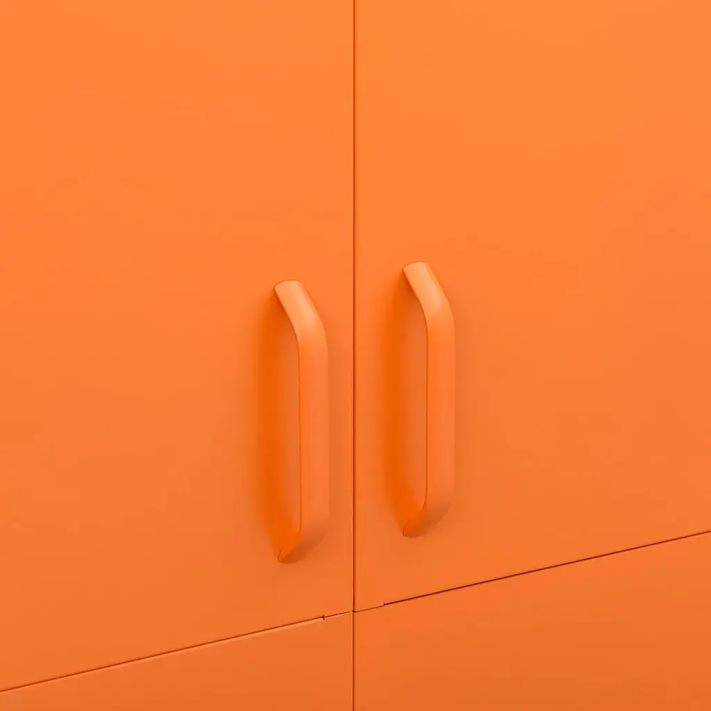 Steel Wardrobe Cabinet Orange 90W x 50D x 180H cm with Hanging Rod and 4 Adjustable Shelves