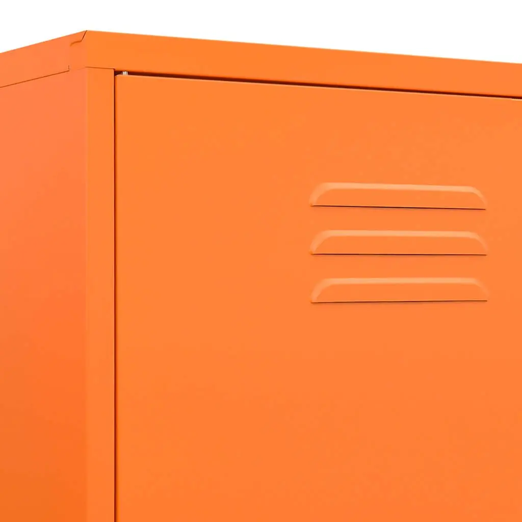 Steel Wardrobe Cabinet Orange 90W x 50D x 180H cm with Hanging Rod and 4 Adjustable Shelves