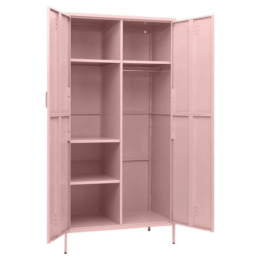 Wardrobe Cabinet Pink 90x50x180cm Steel Adjustable Shelves