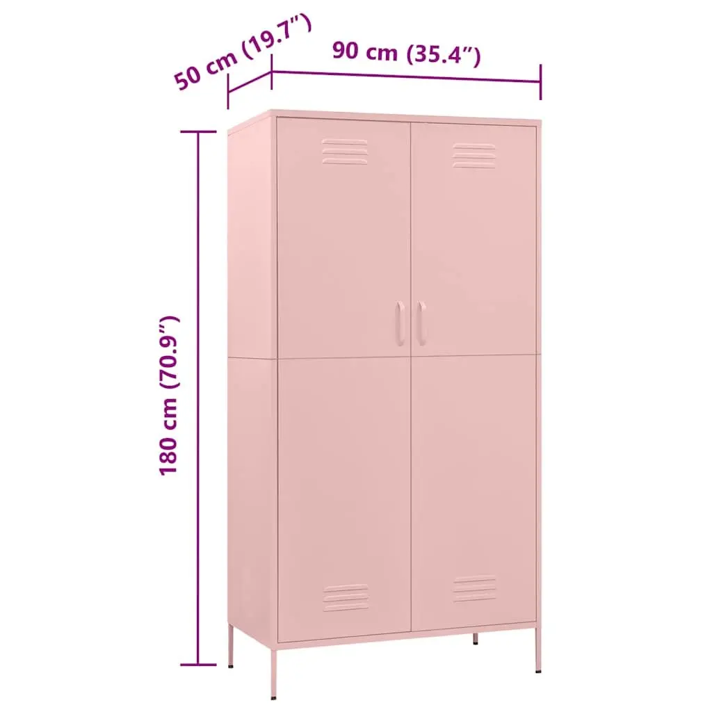 Wardrobe Cabinet Pink 90x50x180cm Steel Adjustable Shelves