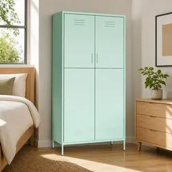 Compact Green Wardrobe Cabinet with Ample Storage