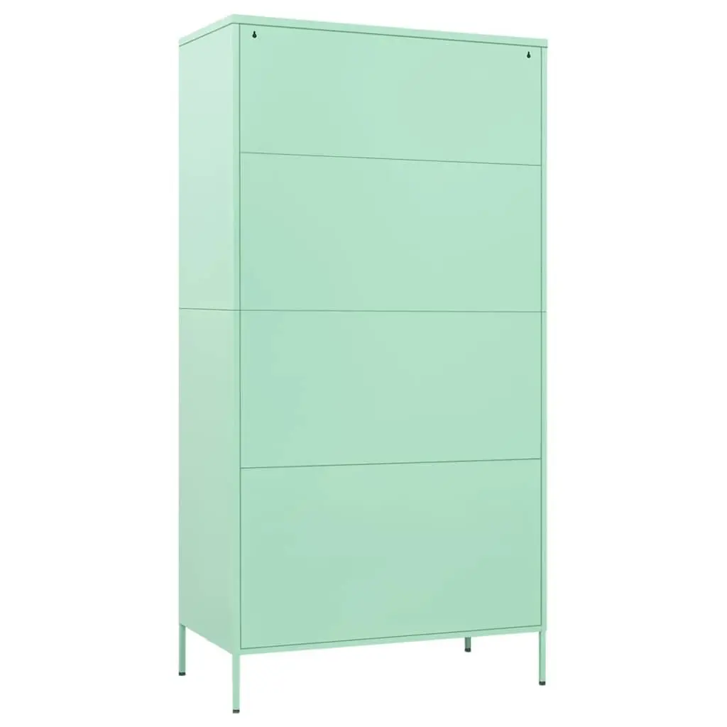 Steel Wardrobe Cabinet Green 90x50x180cm Organiser with Adjustable Shelves and Hanging Rod